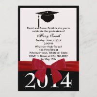 Red Ribbon Graduation Invitation