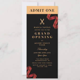 Red Ribbon Grand Opening Event Ticket Invitation