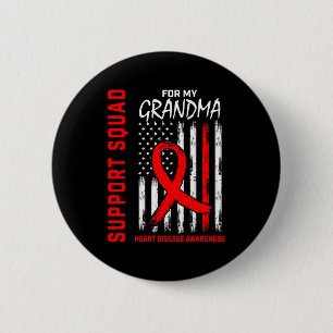 Red Ribbon Grandma Heart Disease Awareness Flag Ba 6 Cm Round Badge