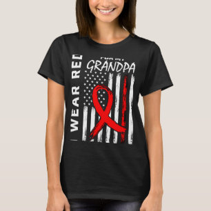Red Ribbon Grandpa Heart Disease Awareness America T-Shirt