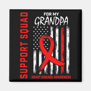 Red Ribbon Grandpa Heart Disease Awareness Flag Ba Magnet