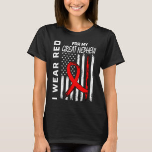 Red Ribbon Great Nephew Heart Disease Awareness US T-Shirt
