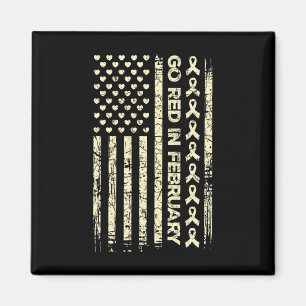 Red Ribbon Heart Disease Awareness Gift American F Magnet