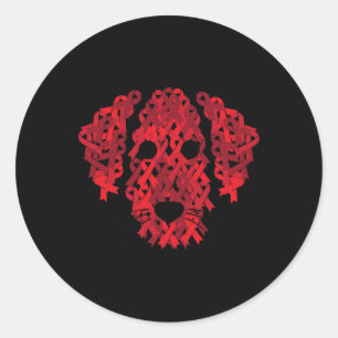 Red Ribbon HIV Aids Brain Aneurysm Dog Awareness G Classic Round Sticker