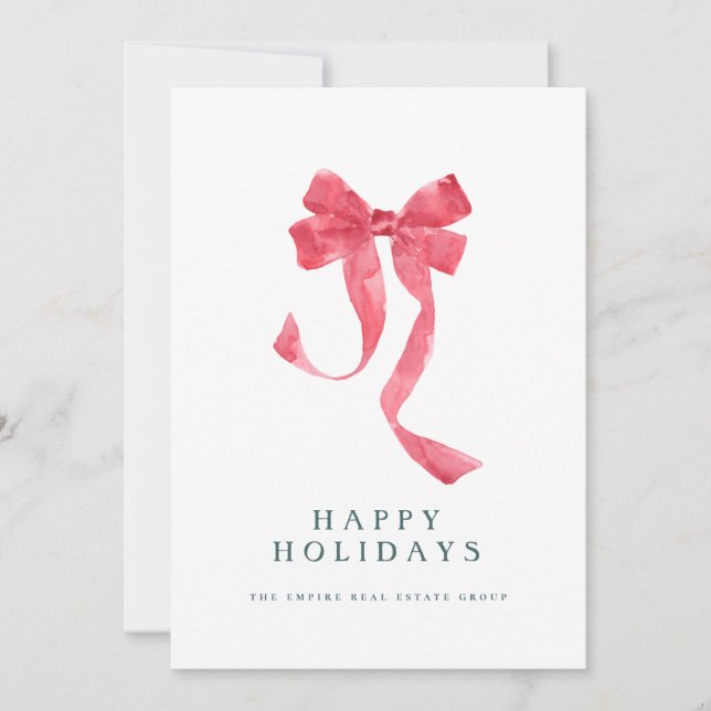Red Ribbon Holiday Corporate Christmas Card (Front)