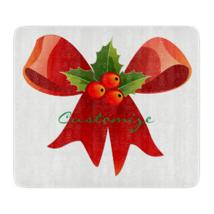 Red Ribbon Holly  Thunder_Cove Cutting Board