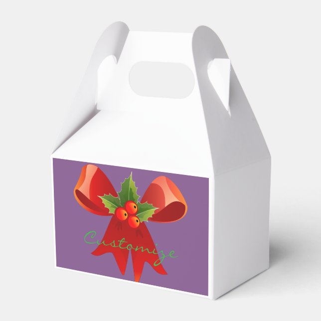 Red Ribbon Holly  Thunder_Cove Favour Box (Front Side)