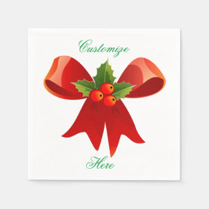 Red Ribbon Holly Thunder_Cove Napkin