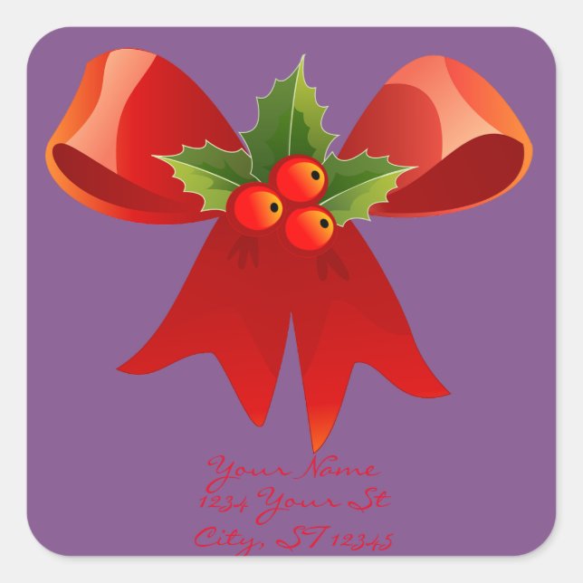 Red Ribbon Holly  Thunder_Cove Square Sticker (Front)