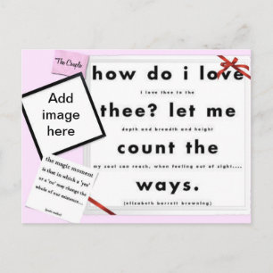 Red Ribbon How Do I Love Thee Postcard