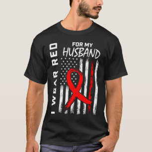 Red Ribbon Husband Heart Disease Awareness America T-Shirt