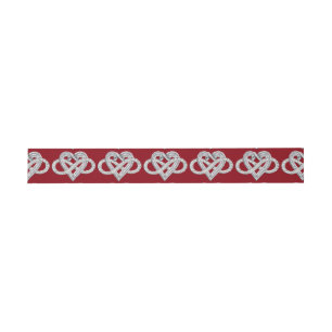 Red Ribbon Infinity Heart Invitation Belly Bands Invitation Belly Band