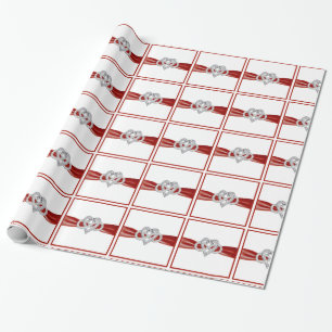 Red Ribbon Infinity Heart Wrapping Paper