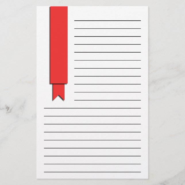 Red Ribbon Lined Stationery (Front)