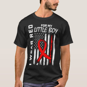 Red Ribbon Little Boy Son Heart Disease Awareness T-Shirt