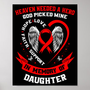 Red Ribbon Loss Of Daughter Heart Disease Awarenes Poster