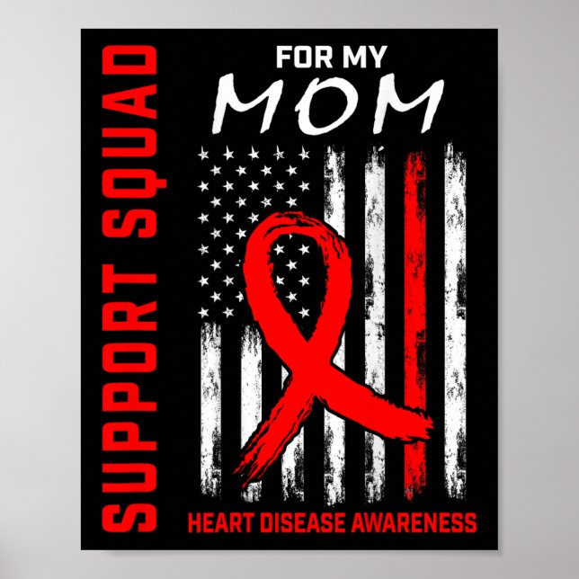 Red Ribbon Mum Heart Disease Awareness Flag Graphi Poster (Front)