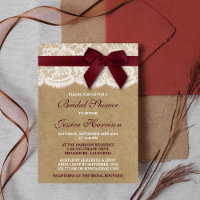 Red Ribbon On Kraft & Lace Bridal Shower