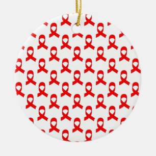 Red Ribbon Pattern Ceramic Tree Decoration