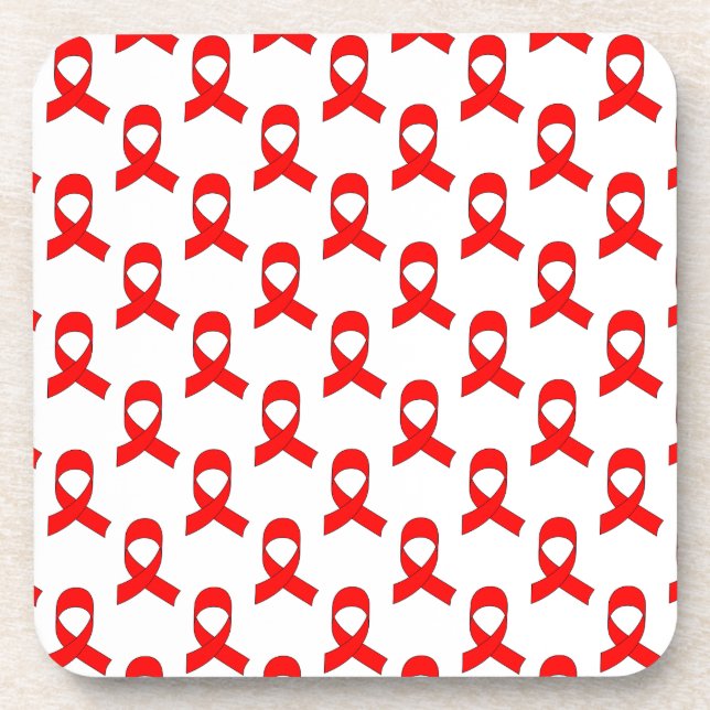 Red Ribbon Pattern Coaster (Front)