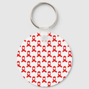 Red Ribbon Pattern Key Ring
