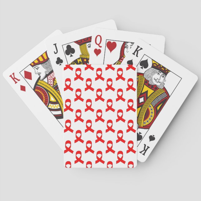 Red Ribbon Pattern Playing Cards (Back)