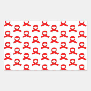 Red Ribbon Pattern Rectangular Sticker