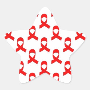 Red Ribbon Pattern Star Sticker