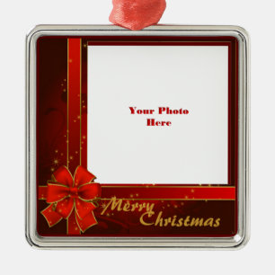 Red Ribbon Photo Frame Metal Tree Decoration