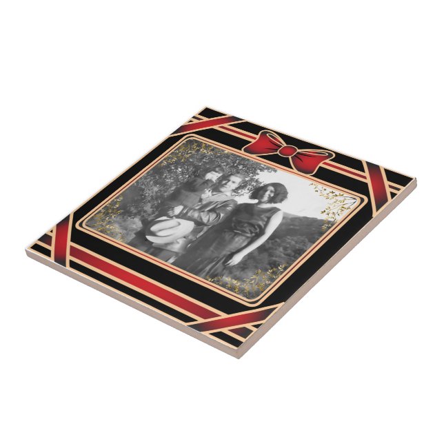 Red Ribbon Photo Template Tile (Side)