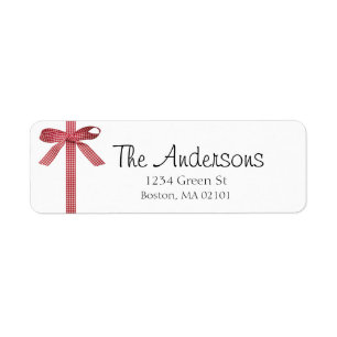 Red ribbon return address label