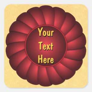 Red Ribbon Rosette to Personalise Square Sticker