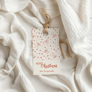 Red Ribbon Rustic Christmas Gift Tags