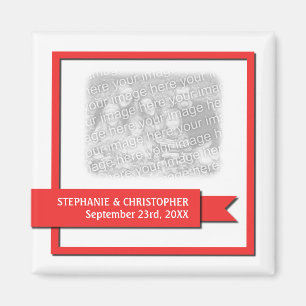 Red Ribbon Save the Date Photo Magnet