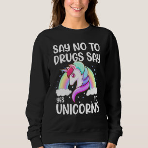 Red Ribbon Say No Say Yes To Unicorns Week Kids Yo Sweatshirt