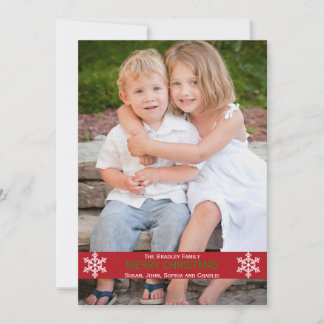Red Ribbon Snowflake Christmas Card