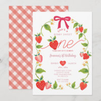 Red Ribbon Strawberry Sweet One Berry Birthday