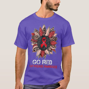 Red Ribbon Sunflower Heart Disease Awareness Month T-Shirt