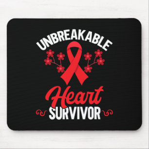 Red Ribbon Unbreakable Heart Warrior Heart Disease Mouse Pad