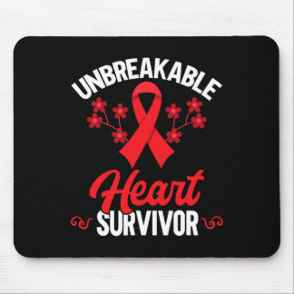 Red Ribbon Unbreakable Heart Warrior Heart Disease Mouse Pad