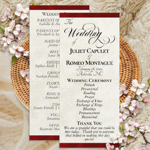 Red Ribbon Wedding Programme