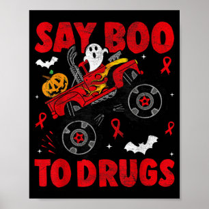 Red Ribbon Week Awareness Halloween Say Boo To Poster
