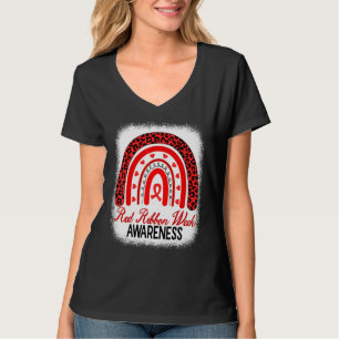 Red Ribbon Week Awareness Leopard Rainbow T-Shirt