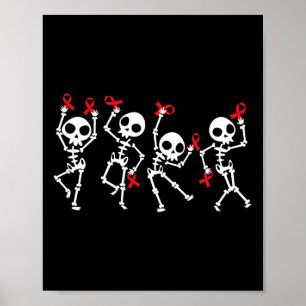 Red Ribbon Week Awareness Skeleton Halloween Women Poster