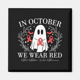 Red Ribbon Week Ghost Design In October Wear Red Magnet