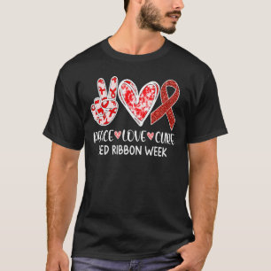 Red Ribbon Week Peace Love Cure Awareness Kids Boy T-Shirt