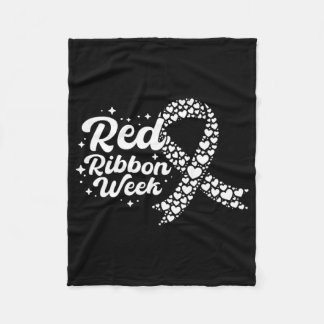 Red Ribbon Week Ribbon Hearts Wear Red Ribbon Awar Fleece Blanket