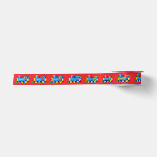 Red Ribbon with Train Locomotive Satin Ribbon