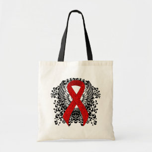 Red Ribbon with Wings Tote Bag