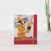 Red Ribbon Wrapped Folded Christmas Photo Card